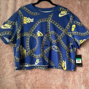 Nike Blue and Yellow Graphic T-Shirt